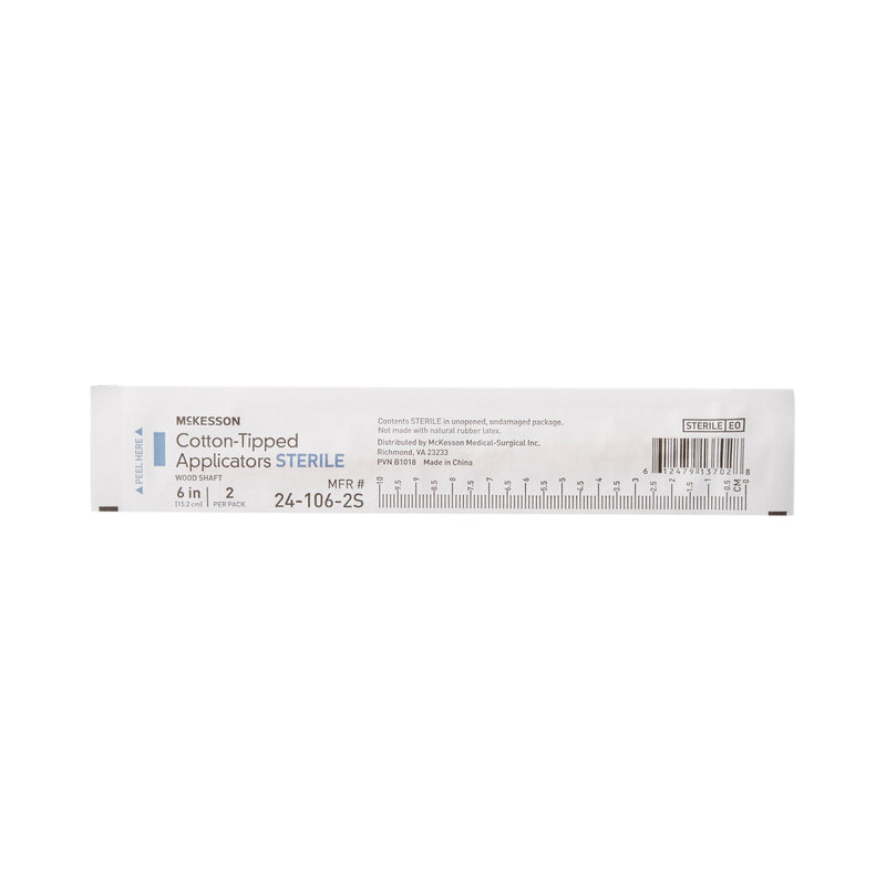 McKesson Swabstick Cotton Tip Wood Shaft 6 Inch Sterile 2 per Pack (508713_CS) 1000/CS