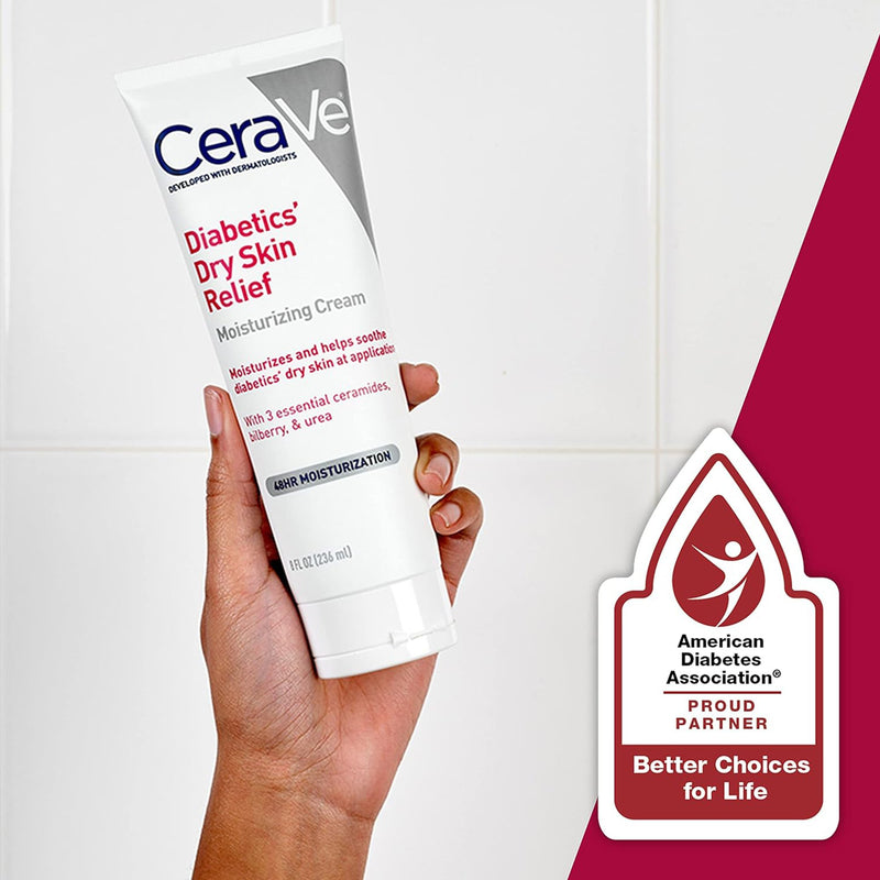 CeraVe® Diabetics' Dry Skin Relief Hand and Body Moisturizer 8 oz. Tube Unscented Cream (1253470_EA) 1/EA