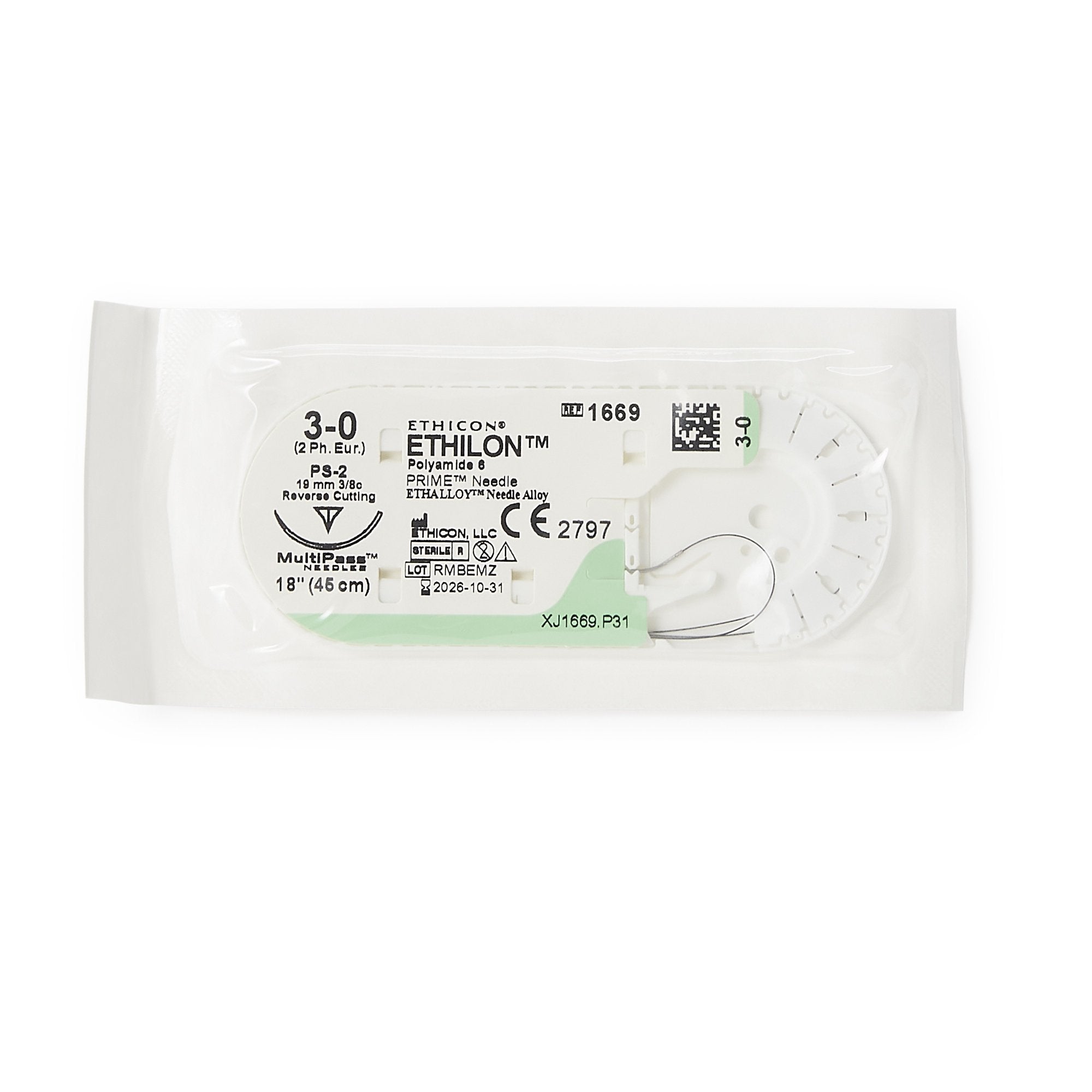 Ethilon™ Nonabsorbable Suture with Needle Nylon PS-2 3/8 Circle Precis ...