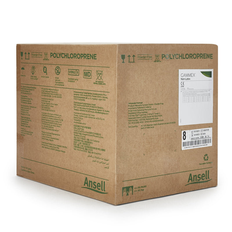 GAMMEX® Non-Latex Surgical Glove Size 8 Sterile Polyisoprene Standard Cuff Length Micro-Textured Green Chemo Tested (364347_CS) 200/CS