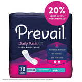 Prevail® Daily Pads Bladder Control Pad 9-1/4 Inch Length Light Absorbency Polymer Core One Size Fits Most (1129072_CS) 90/CS
