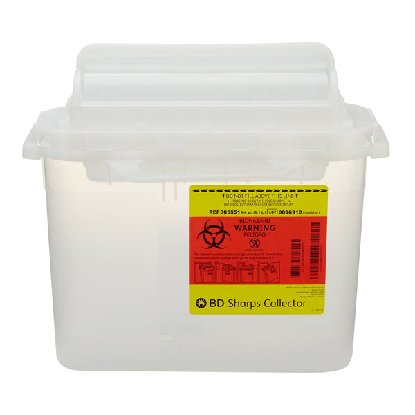 BD™ Sharps Container Translucent White Base 12 H X 12 W X 4-4/5 D Inch Horizontal Entry 1.35 Gallon (367439_CS) 20/CS