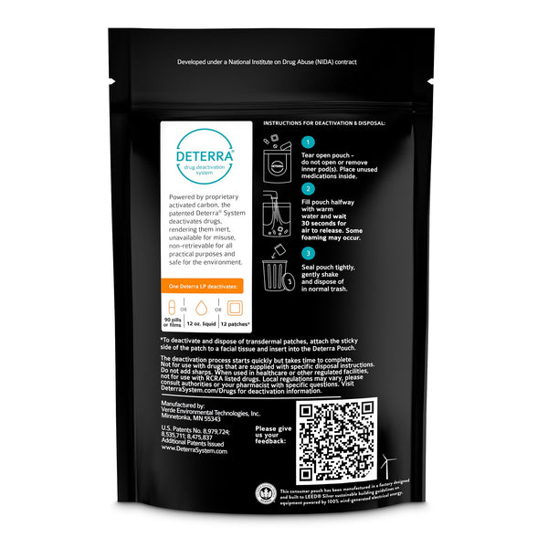 Deterra® Drug Disposal Pouch Large, 90 Pill or 12 Patch or 12 oz. Liquid Capacity (1178046_EA) 1/EA