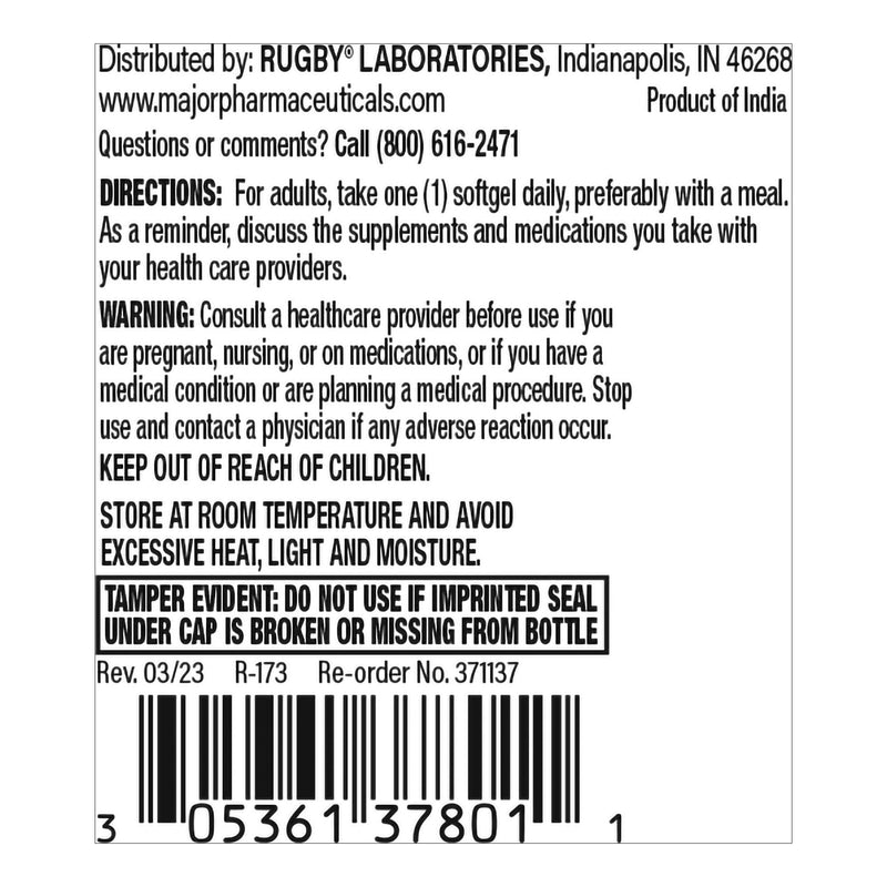 Major Pharmaceuticals Multivitamin Supplement Vitamin B 1 mcg Strength Capsule 100 per Bottle (1230344_BT) 1/BT