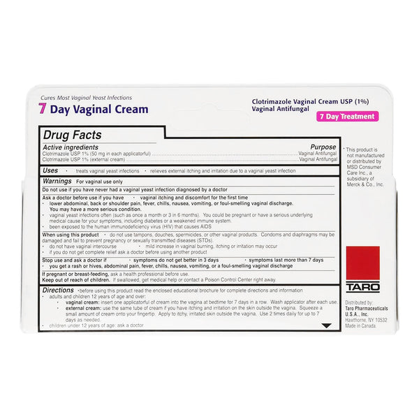 Taro Vaginal Antifungal 1% Strength Cream 1.5 oz. Tube (634244_EA) 1/EA