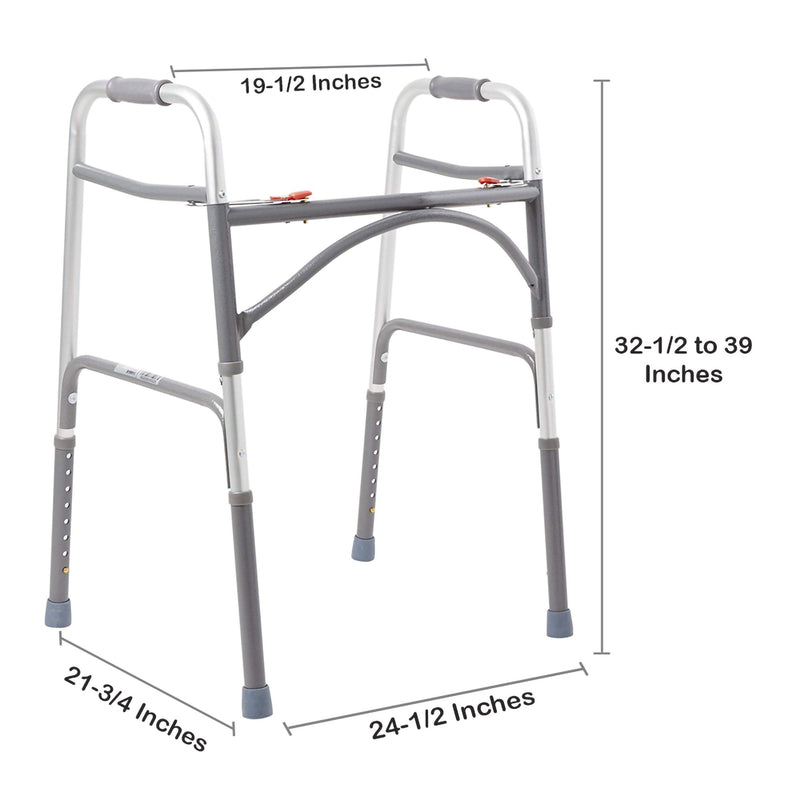 McKesson Bariatric Dual Release Folding Walker Adjustable Height Steel Frame 500 lbs. Weight Capacity 32-1/2 to 39 Inch Height (1065262_EA) 1/EA