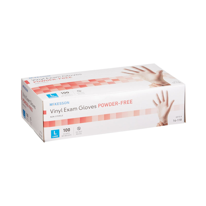 McKesson Exam Glove Large NonSterile Vinyl Standard Cuff Length Smooth Clear Not Rated (354440_BX) 100/BX