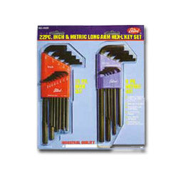 Eklind Tool Company Hex-L® Key Set, 22 per card, Hex Tip, Inch/Metric, Long Arm (EKL10222) Each