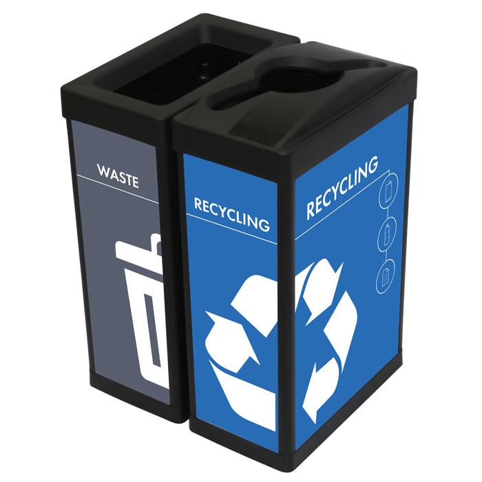 Ergocan® The Impact Ergocan Two-Stream Recycling Station - Quick Ship (QS-EC1119I-C-2) Each