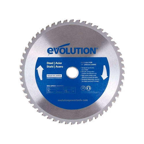 Evolution TCT Metal-Cutting Blades, 10 in, 1 in Arbor, 5,200 rpm, 52 Teeth (510-10BLADEST) Each