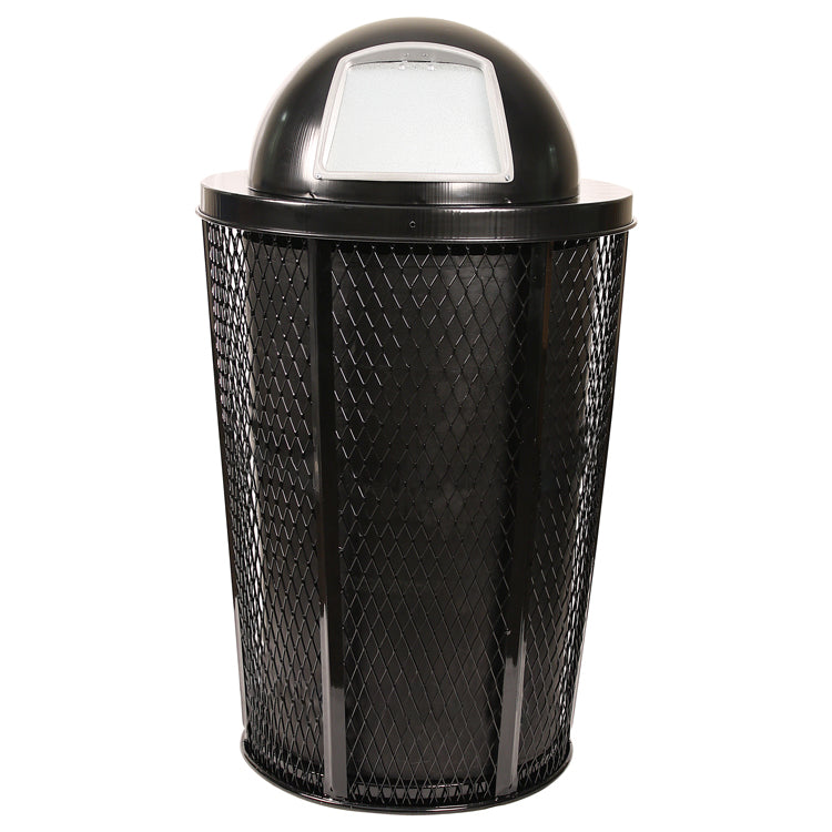 Black Expanded Metal Dome-Top Outdoor Waste Bin with Liner (5196) Each