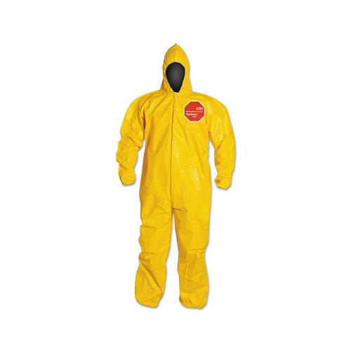 Extensis Tychem® 2000 Coverall, Bound Seams, Attached Hood, Elastic Wrists and Ankles, Front Zipper, Storm Flap, Yellow, X-Large (251-QC127B-XL) Each