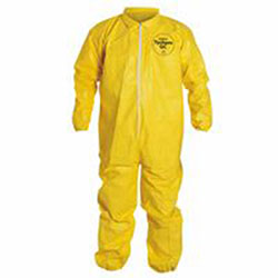 Extensis Tychem® 2000 Coverall, Serged Seams, Collar, Elastic Wrists and Ankles, Zipper Front, Storm Flap, Yellow, X-Large (251-QC125S-XL) Case of 12