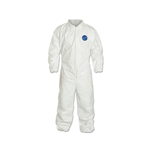 Extensis Tyvek® 400 Coverall, Serged Seams, Collar, Elastic Waist, Elastic Wrists and Ankles, Zipper Front, Storm Flap, White, Medium (251-TY125SWHMD002500) Each