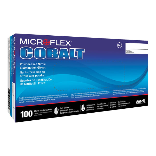 MICROFLEX® Cobalt® Exam Glove X-Large NonSterile Nitrile Standard Cuff Length Fully Textured Blue Not Rated (949837_BX) 100/BX