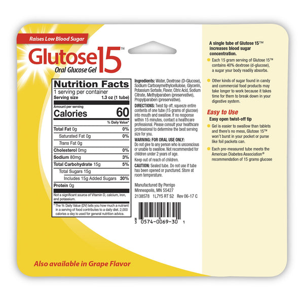 Glutose 15™ Glucose Supplement 3 per Pack Gel Lemon Flavor (580125_PK) 3/PK