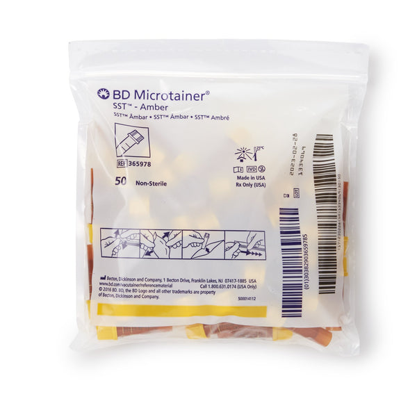 BD Microtainer® SST™ Capillary Blood Collection Tube Clot Activator / Separator Gel Additive 400 µL to 600 µL BD Microgard™ Closure Plastic Tube (419302_BX) 50/BX