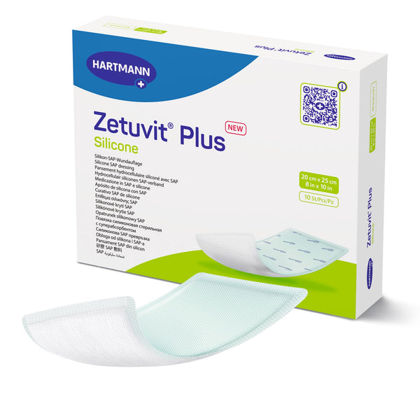 Zetuvit® Plus Silicone Super Absorbent Dressing Silicone Adhesive 8 X 10 Inch Rectangle (1181540_EA) 1/EA