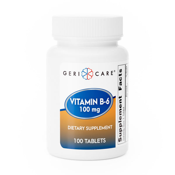 Geri-Care® Vitamin Supplement Vitamin B6 100 mg Strength Tablet 100 per Bottle (1058788_BT) 1/BT