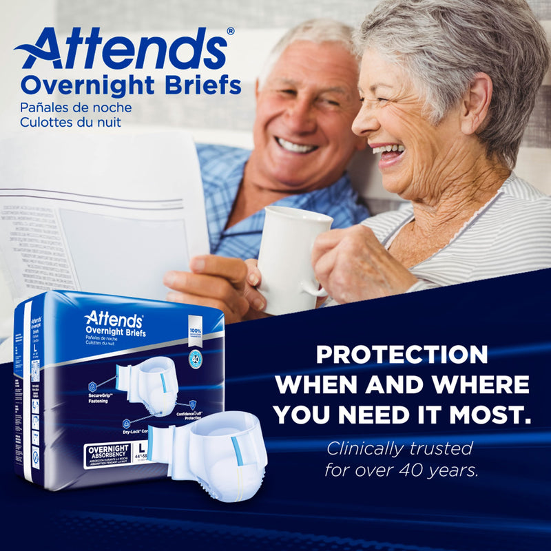 Attends® Overnight Unisex Adult Incontinence Brief Large Disposable Heavy Absorbency (1078991_CS) 56/CS