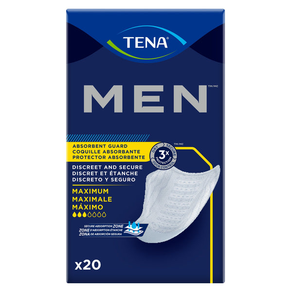 TENA® Men™ Maximum Bladder Control Pad 8 Inch Length Heavy Absorbency Dry-Fast Core™ One Size Fits Most (465704_BG) 20/BG