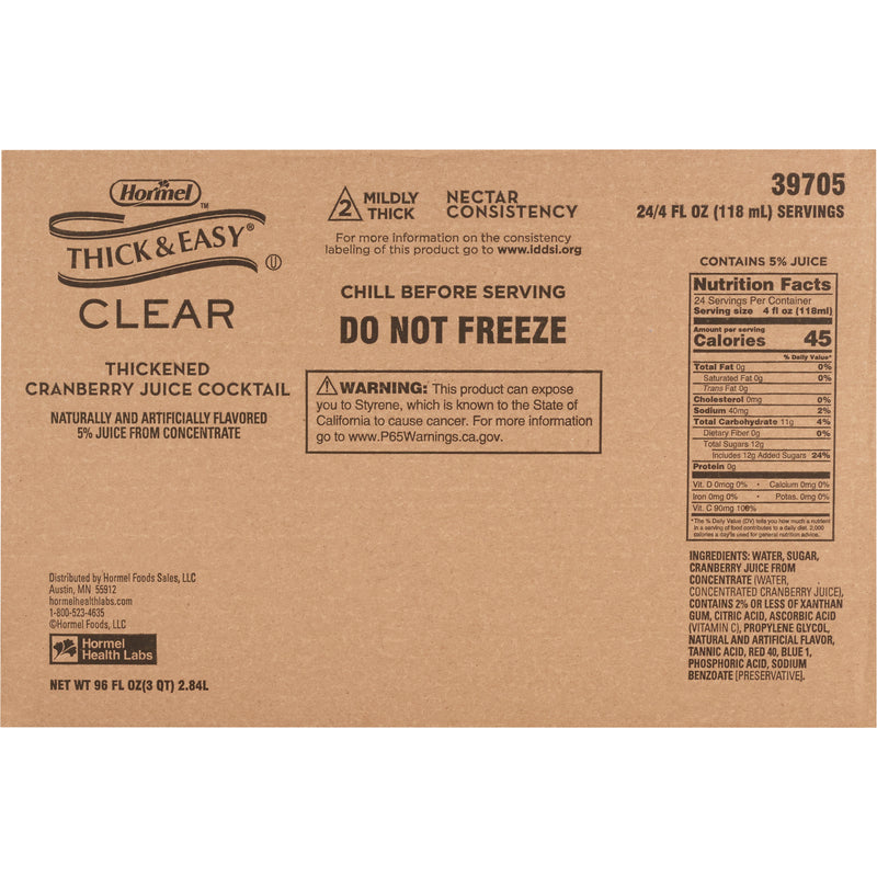 Thick & Easy® Thickened Beverage 4 oz. Portion Cup Cranberry Juice Cocktail Flavor Liquid IDDSI Level 2 Mildly Thick (732813_CS) 24/CS