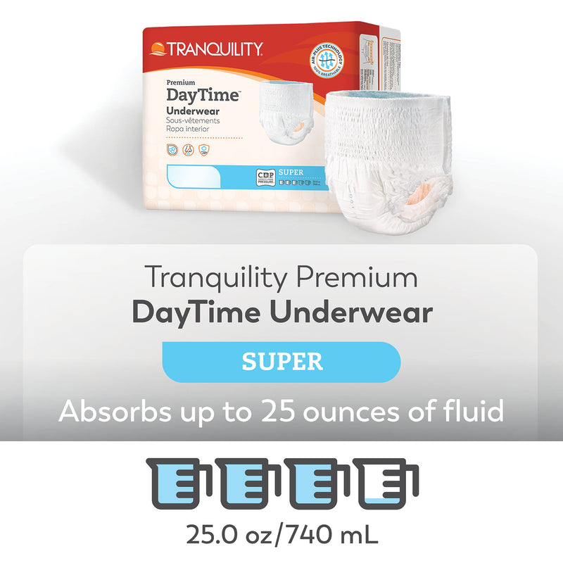 Tranquility® Premium DayTime™ Unisex Adult Absorbent Underwear Pull On with Tear Away Seams 2X-Large Disposable Heavy Absorbency (822621_CS) 48/CS