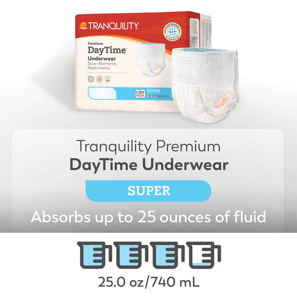 Tranquility® Premium DayTime™ Unisex Adult Absorbent Underwear Pull On with Tear Away Seams 2X-Large Disposable Heavy Absorbency (822621_BG) 12/BG