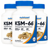 nutricost® KSM-66® Dietary Supplement Ashwagandha Extract / Black Pepper Extract 600 mg - 5 mg Strength Capsule 60 Per Bottle (1270264_BT) 1/BT