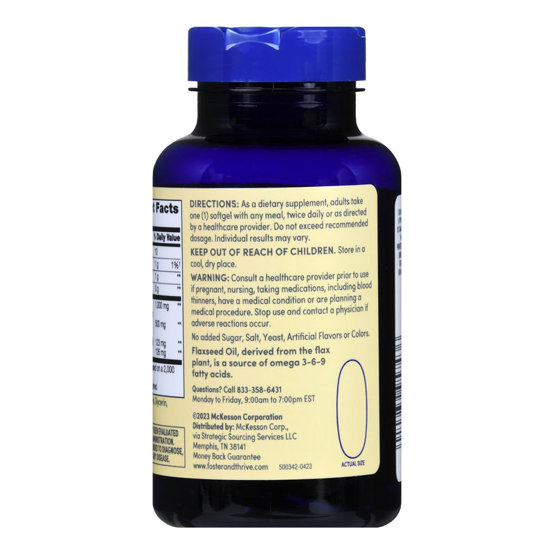 Foster & Thrive™ Dietary Supplement Flaxseed Oil 1,000 mg Strength Softgel 100 per Bottle (1238891_BT) 1/BT