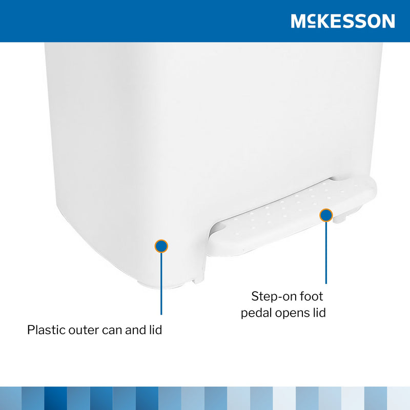McKesson Trash Can 32 Quart / 8 gal. White Plastic Rectangular (1223706_EA) 1/EA