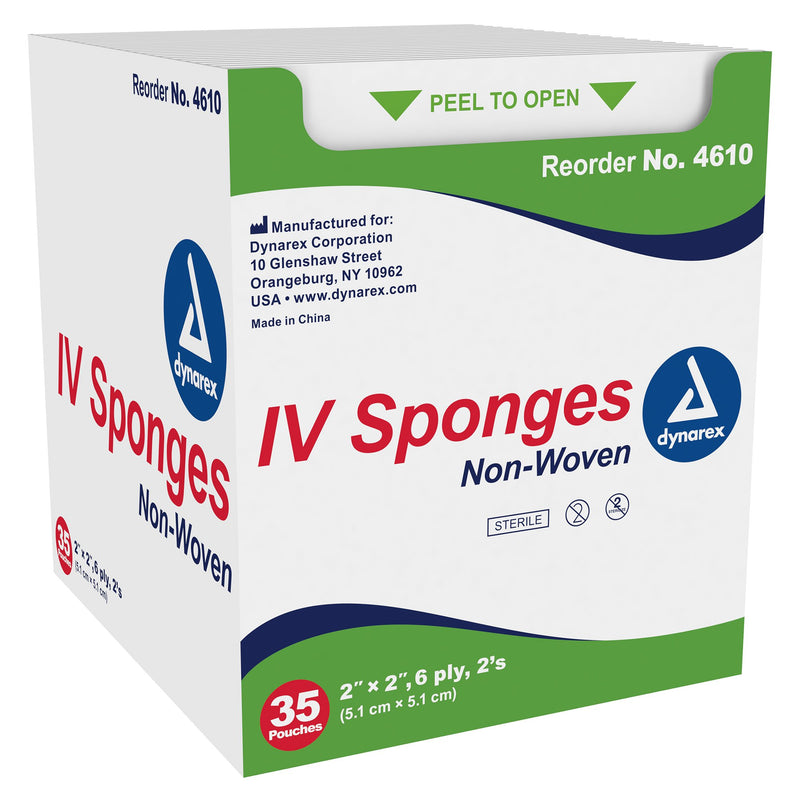 Dynarex® I.V. Sponge 2 X 2 Inch 6-Ply Sterile 2 per Pack (865437_CS) 20/CS