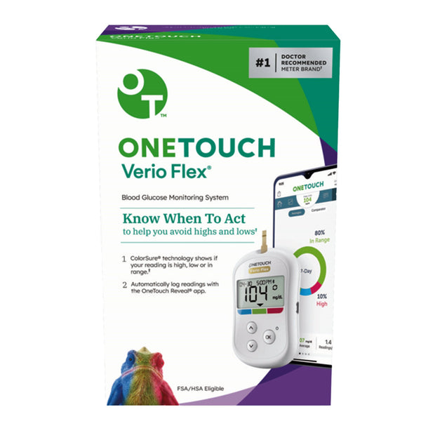OneTouch Verio Flex® Blood Glucose Meter 5 Second Results Stores up to 500 Results No Coding Required (1151164_EA) 1/EA