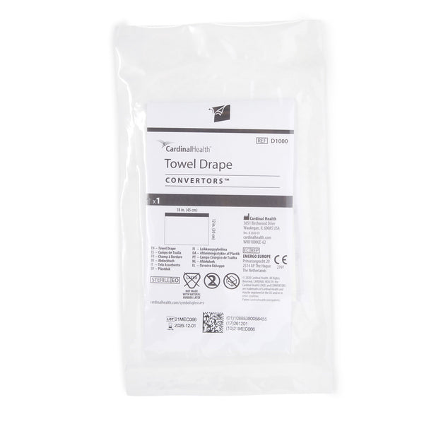 Cardinal General Purpose Drape Towel Drape with Adhesive Strip 18 W X 12 L Inch Sterile (860858_CS) 1/CS