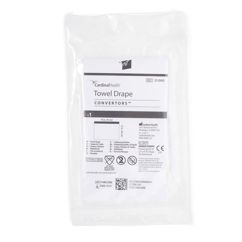 Cardinal General Purpose Drape Towel Drape with Adhesive Strip 18 W X 12 L Inch Sterile (860858_CS) 1/CS