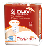 Tranquility® Slimline® Unisex Youth Incontinence Brief Size 5 to 6 Disposable Heavy Absorbency (695739_CS) 120/CS