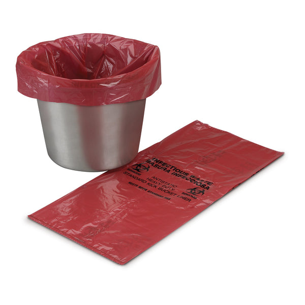 McKesson Kick Bucket Waste Bag Biohazard Symbol / Biohazard / Anti-Static 7 to 10 gal. Red 8 X 12 X 24 Inch (194671_CS) 500/CS