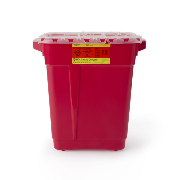 BD™ Sharps Container Red Base 18-1/2 X 17-3/4 X 11-3/4 Inch Vertical Entry 9 Gallon (443029_CS) 8/CS
