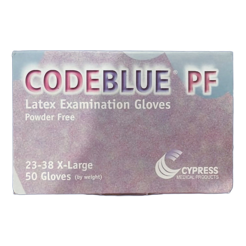 CODEBLUE® PF Exam Glove X-Large NonSterile Latex Extended Cuff Length Fully Textured Blue Not Rated (546243_BX) 1/BX