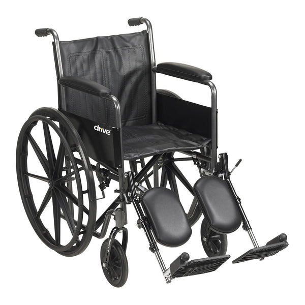 McKesson Wheelchair Dual Axle Full Length Arm Swing-Away Elevating Legrest Black Upholstery 18 Inch Seat Width Adult 300 lbs. Weight Capacity (1065275_EA) 1/EA