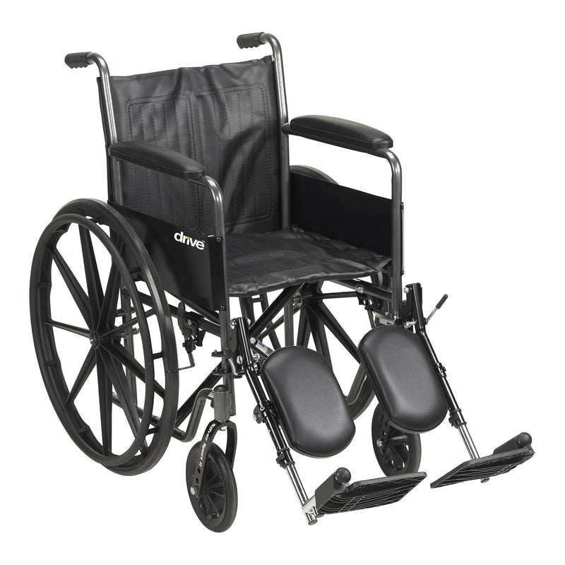 McKesson Wheelchair Dual Axle Full Length Arm Swing-Away Elevating Legrest Black Upholstery 18 Inch Seat Width Adult 300 lbs. Weight Capacity (1065275_EA) 1/EA