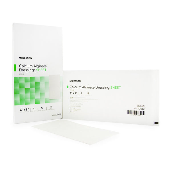 McKesson Alginate Dressing 4 X 8 Inch Rectangle (883266_BX) 5/BX