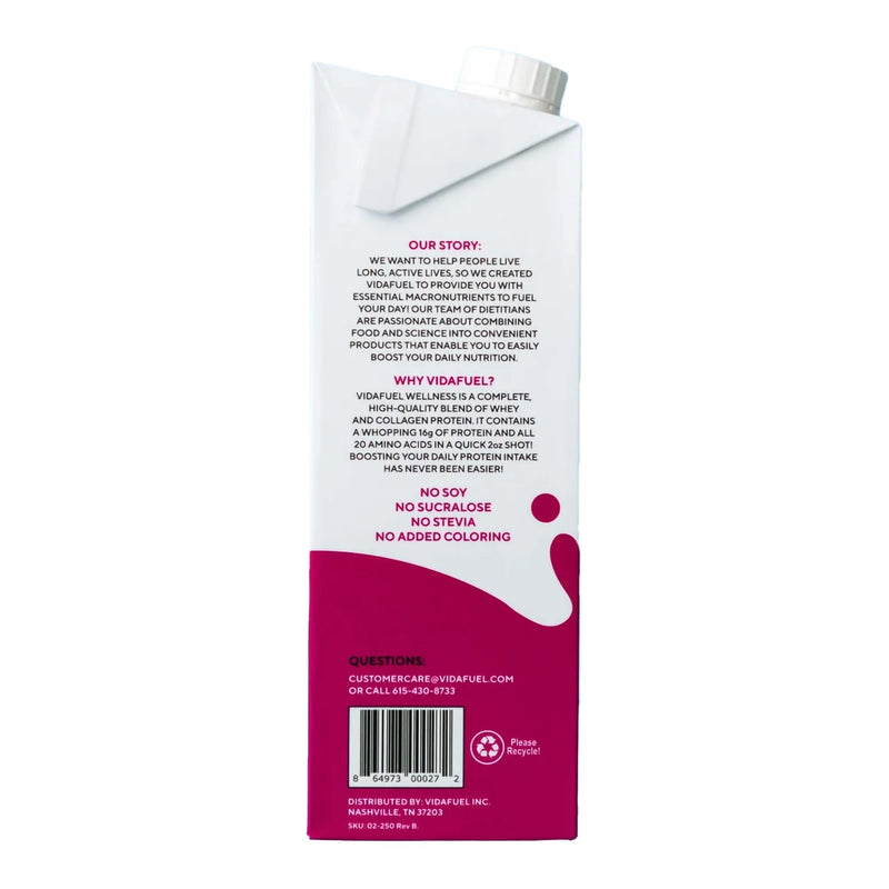 Vida Fuel Wellness Protein Oral Supplement Berry Delight Flavor Liquid 32 oz. Reclosable Carton (1244683_CS) 6/CS