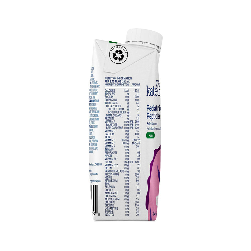 Kate Farms Pediatric Peptide 1.5 Pediatric Oral Supplement Plain Flavor 8.45 oz. Carton Liquid Organic Hydrolyzed Pea Protein (1184932_EA) 1/EA