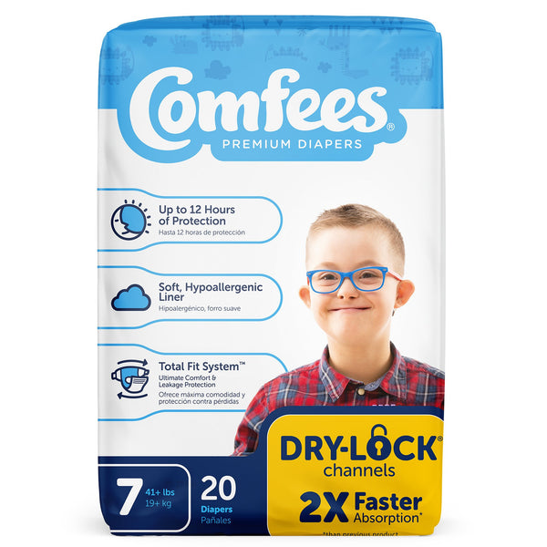 Comfees® Unisex Baby Diaper Size 7 Disposable Moderate Absorbency (907036_CS) 80/CS