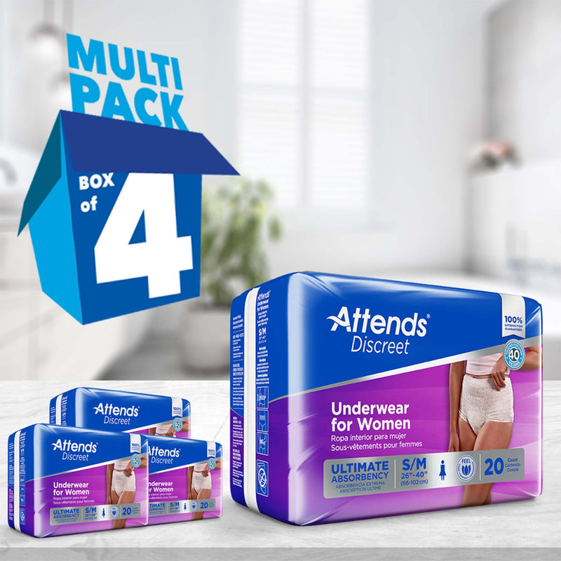 Attends® Discreet Female Adult Absorbent Underwear Pull On with Tear Away Seams Medium Disposable Heavy Absorbency (1039110_BG) 20/BG