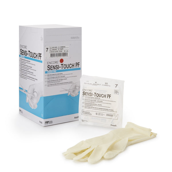 ENCORE® Sensi-Touch® PF Surgical Glove Size 7 Sterile Latex Standard Cuff Length Micro-Textured Natural Chemo Tested (1012604_BX) 50/BX