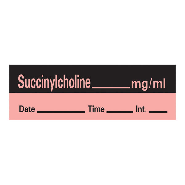 Timemed Drug Label Anesthesia Label Tape Succinylcholine mg/mL Date_Time_Int Fluorescent Red 1/2 X 1-1/2 Inch (170310_RL) 1/RL