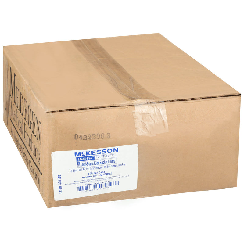 McKesson Kick Bucket Waste Bag Biohazard Symbol / Biohazard / Anti-Static 7 to 10 gal. Red 8 X 12 X 24 Inch (194671_CS) 500/CS