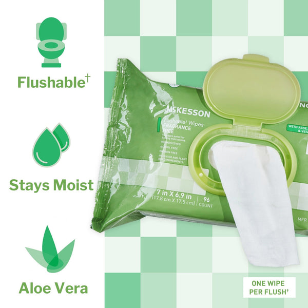 McKesson Flushable Personal Wipe Soft Pack Unscented 96 Count (1241751_CS) 576/CS